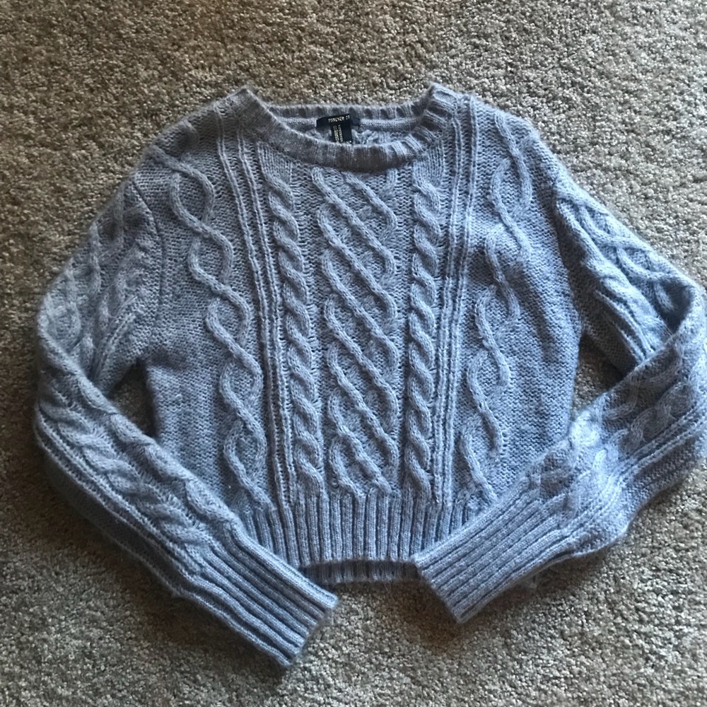 Forever 21 Fuzzy Gray Crop Sweater